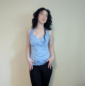 Vintage Lacey Baby Blue Sweetheart Tank